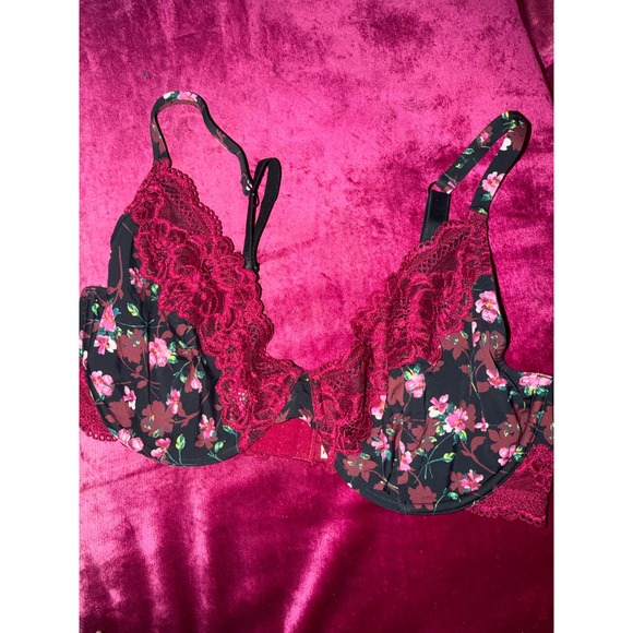 Adore Me Other - Adore Me Floral Lace Underwire Bra Burgundy Black Pink 40DD BOG-BR-13329-PLU